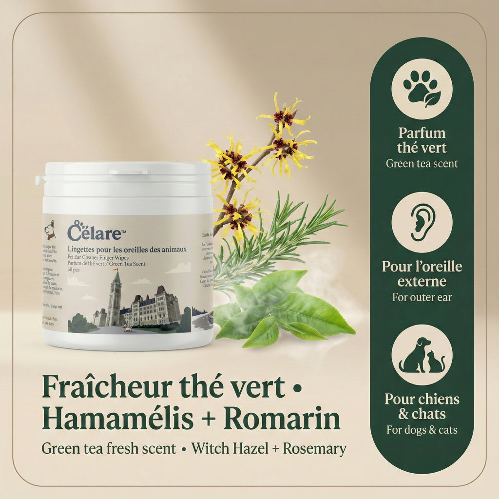 Lingettes nettoyantes pour les oreilles à doigt pour animaux